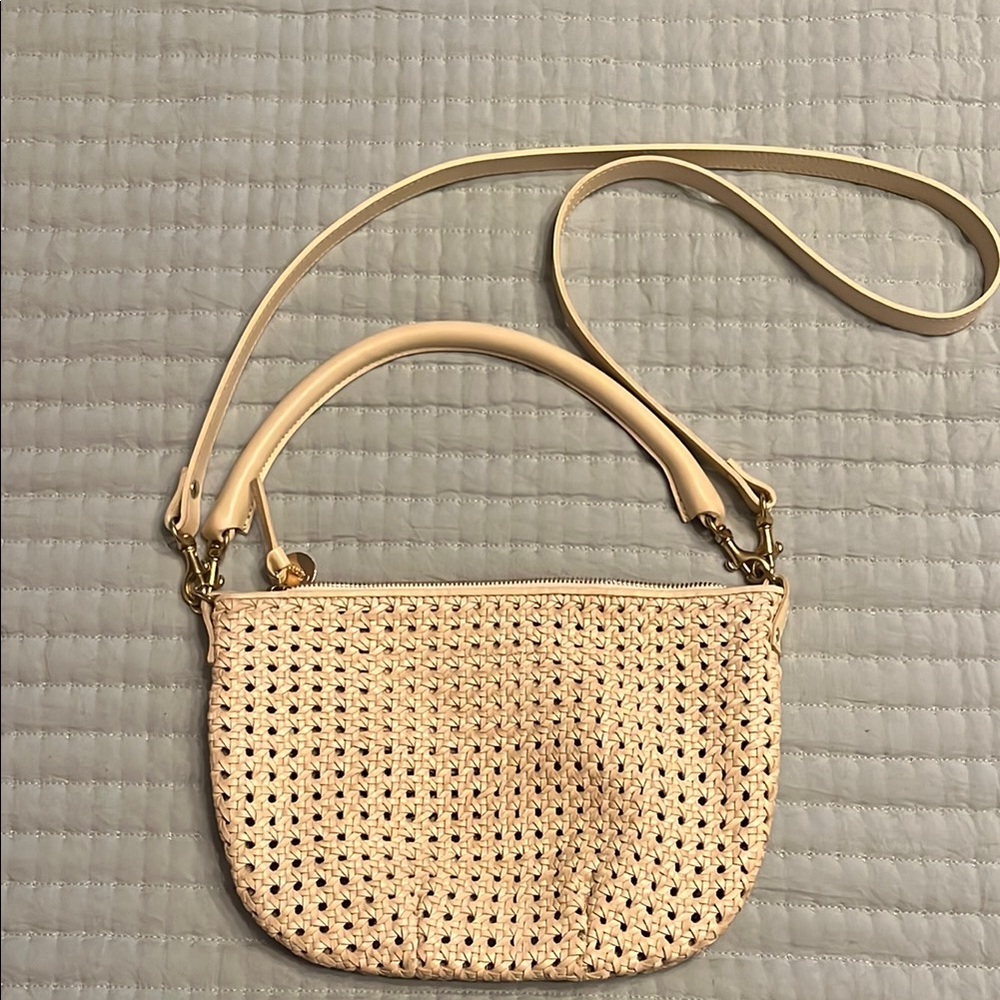 Clare V Petit Moyen Cream Rattan Crossbody Bag
